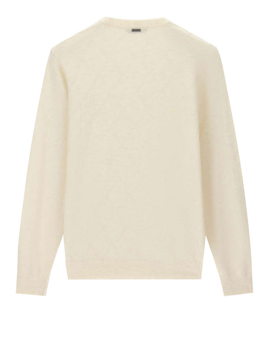 GUESS 2 USCITA Felpa Guess Nial Cn Ls Diamond Stitch - Bianco Antique White Heathe