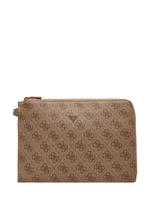 GUESS 2 USCITA Guess Pochette Milano Medium Clutch Uomo Beige/brown - Beige Beige/Brown