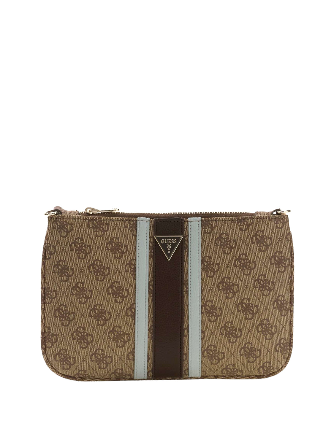 GUESS 2 USCITA Pochette Guess Noelle Ii Flat Pouch Brown Latte Logo/Brown