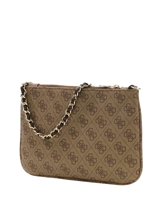 GUESS 2 USCITA Pochette Guess Noelle Ii Flat Pouch Brown Latte Logo/Brown