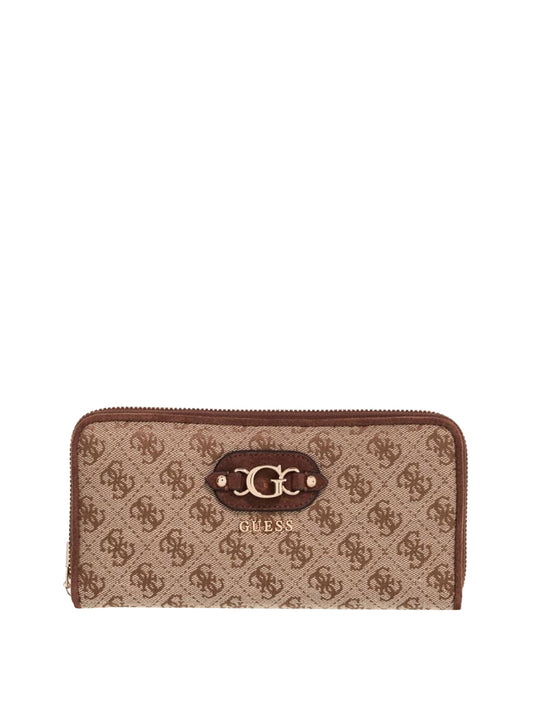GUESS 2 USCITA Portafoglio Maxi Samantha Guess - Beige Latte Logo/Brown