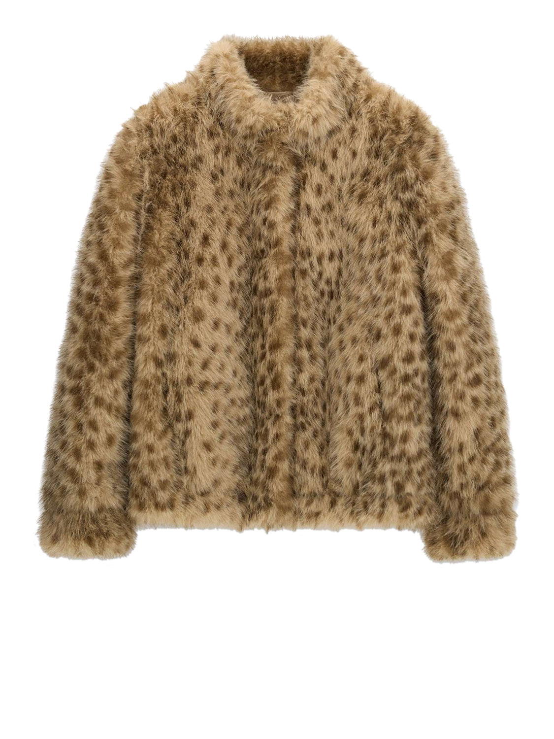 Guess Giacca New Luna Faux Animalier Lynx Spot Fur Print