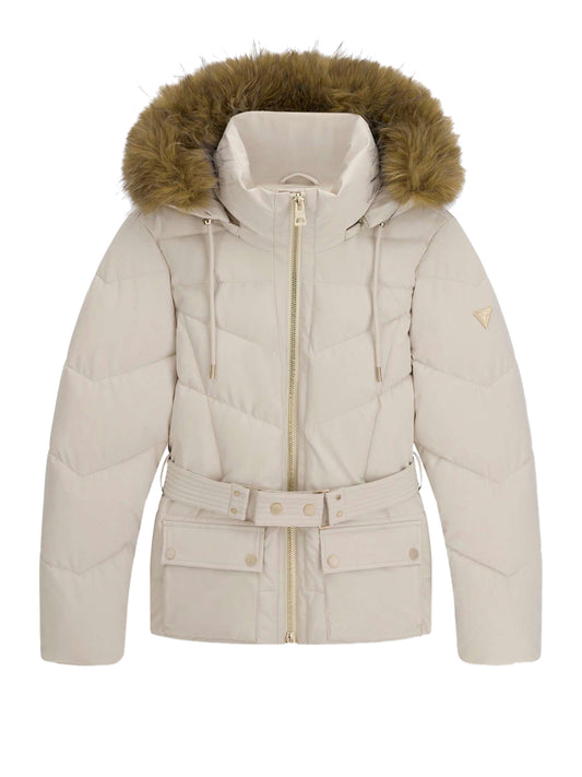 GUESS 2 USCITA Guess Giubbotto New Fatema Short Belted Puffer - Cream Creme brulee
