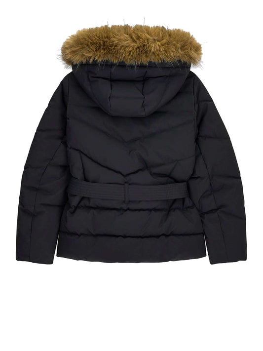GUESS 2 USCITA Giubbotto Guess New Fatema Short Belted Puffer Nero Jet Black A996
