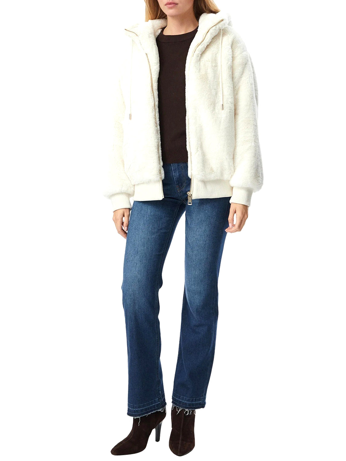 GUESS 2 USCITA Giacca New Lucrezia Faux Fur Logo Jac Guess - Bianco Crema Cream white