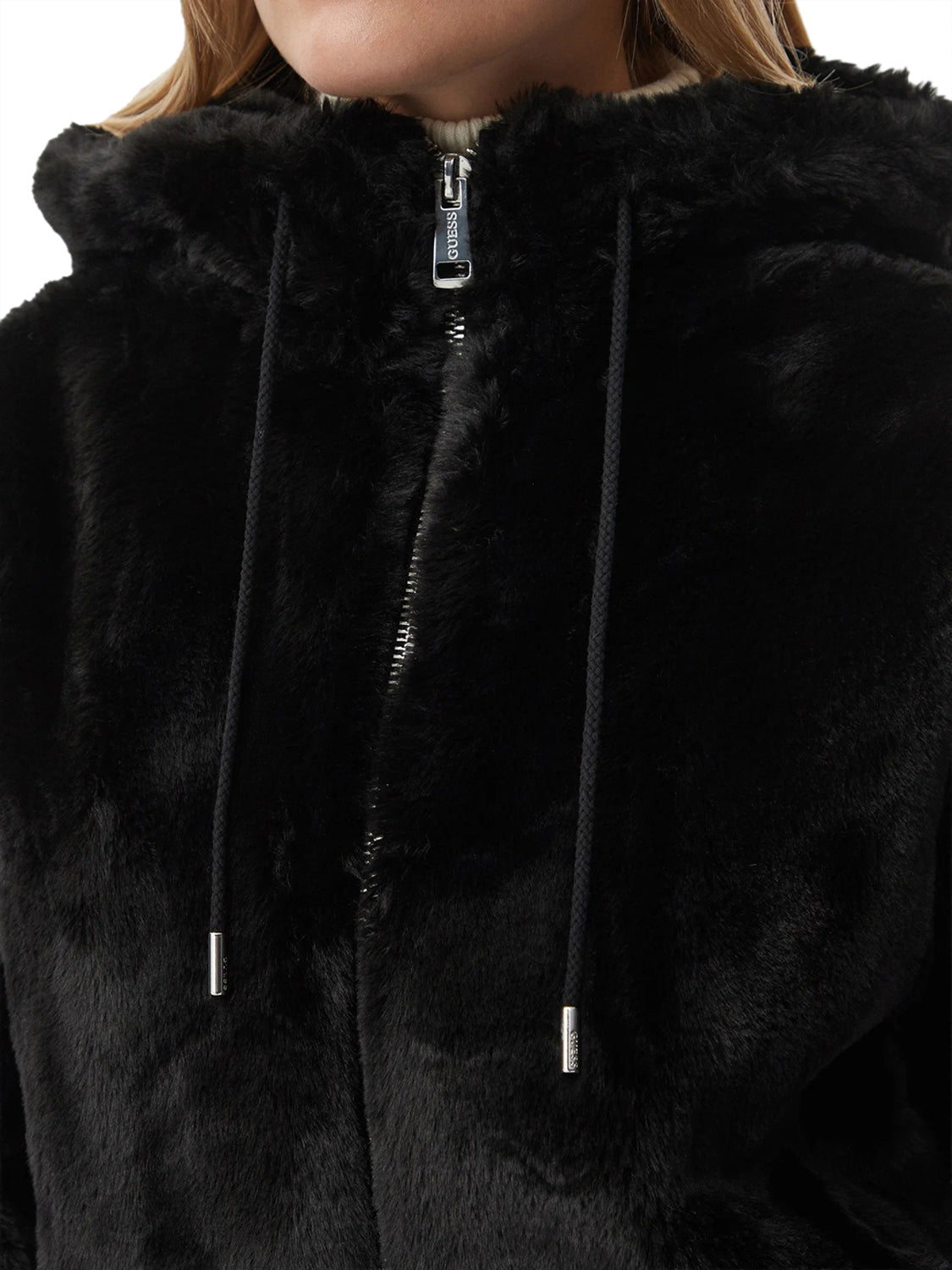 GUESS 2 USCITA Giacca New Lucrezia Faux Fur Logo Jac Guess - Nero Nero