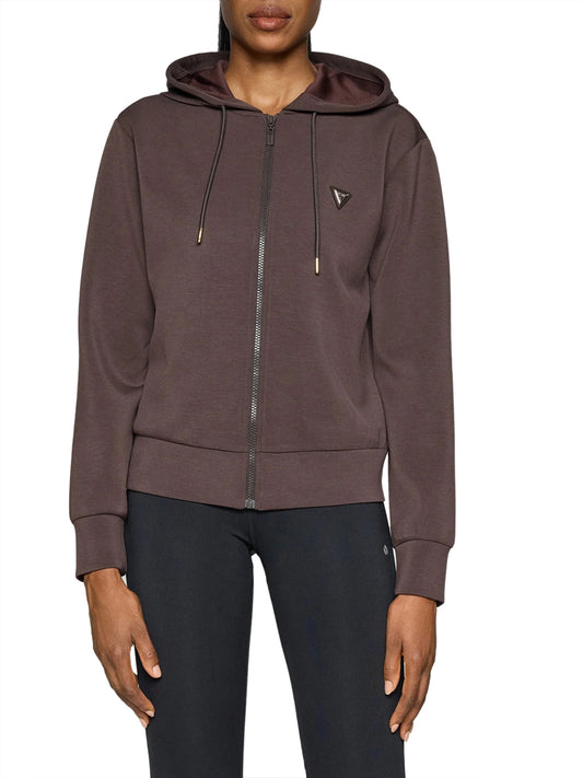 GUESS ATHLEISURE 1 USCITA Guess Felpa Zip Olympe - Coffee Coffee Roast