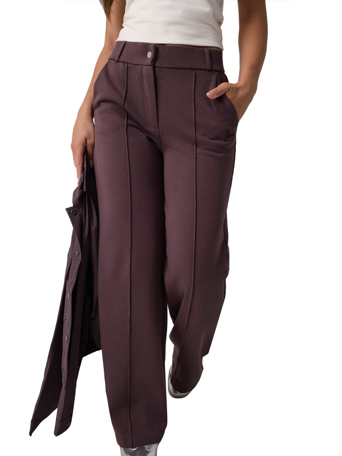 GUESS ATHLEISURE 1 USCITA Guess Pantalone Dione Wide Leg Cherry Brown Cherry Brown
