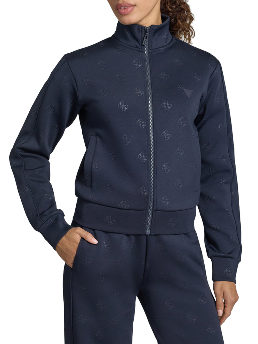 GUESS ATHLEISURE 1 USCITA Guess Felpa Zip Calista 4G All Over - Navy NAVY