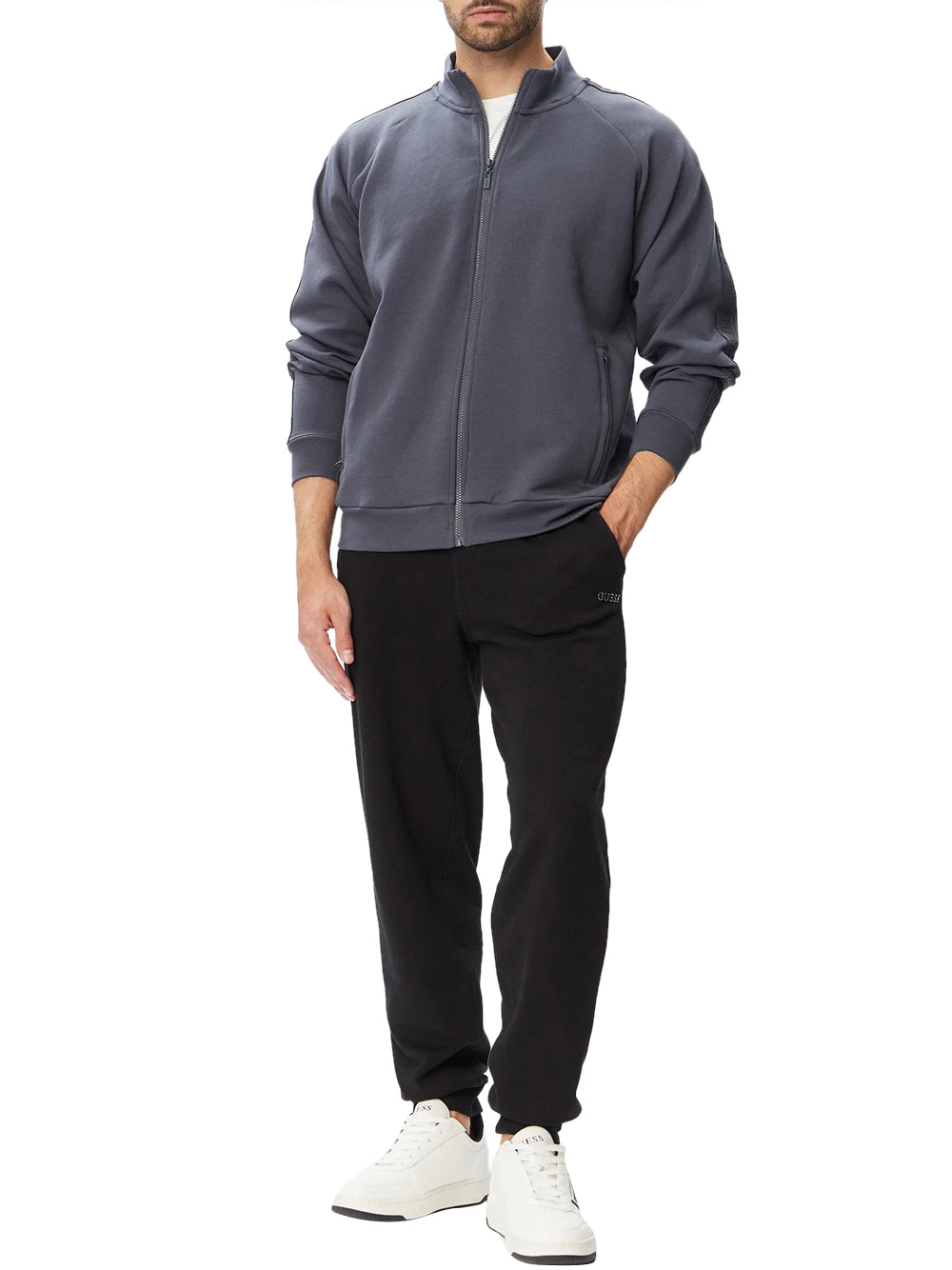 GUESS ATHLEISURE 1 USCITA Guess Felpa Thor Navy Grey Shadow Blue