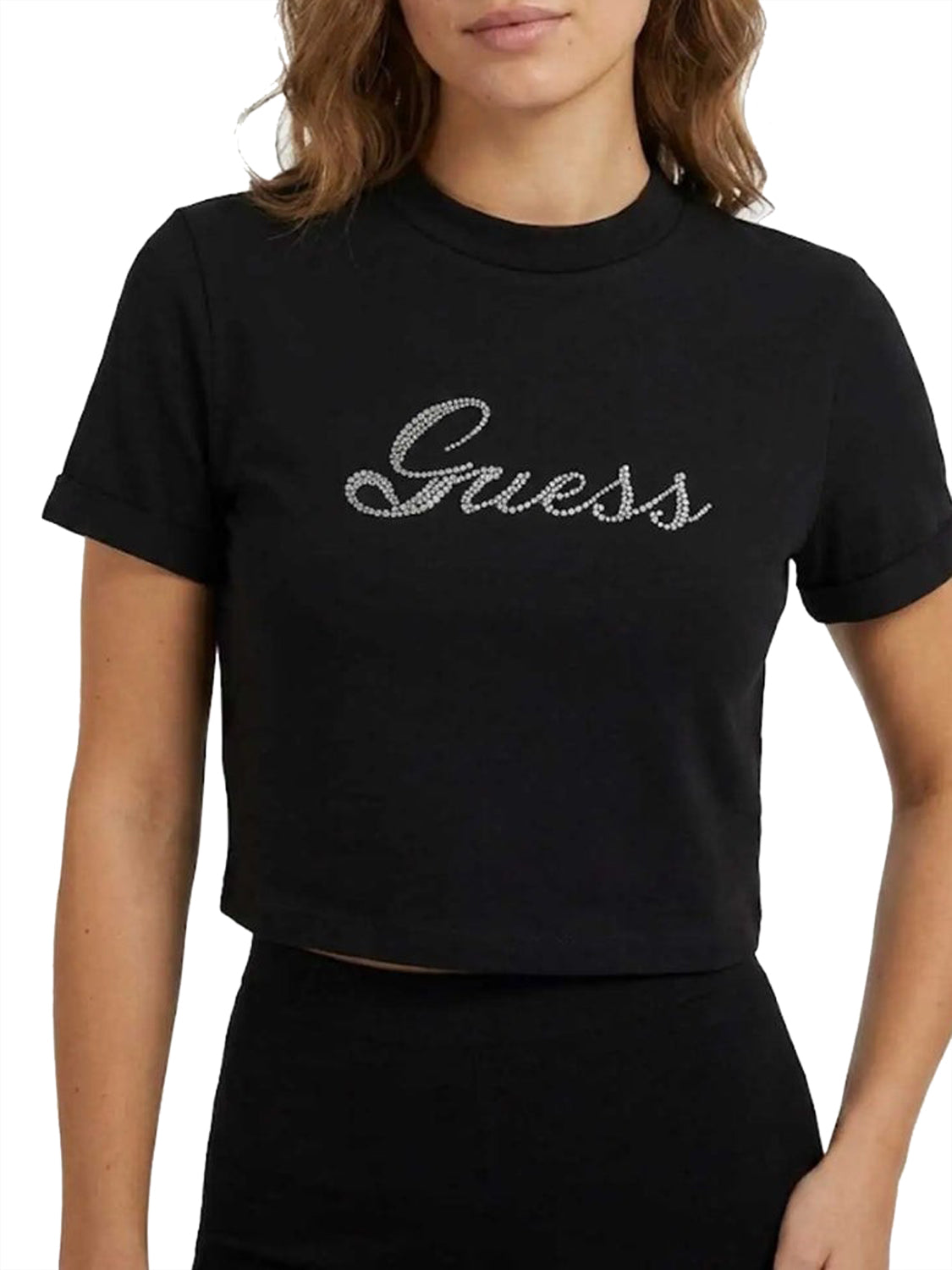 GUESS ATHLEISURE 2 USCITA T-Shirt Crop Amalia Guess - Nero Jet Black A996