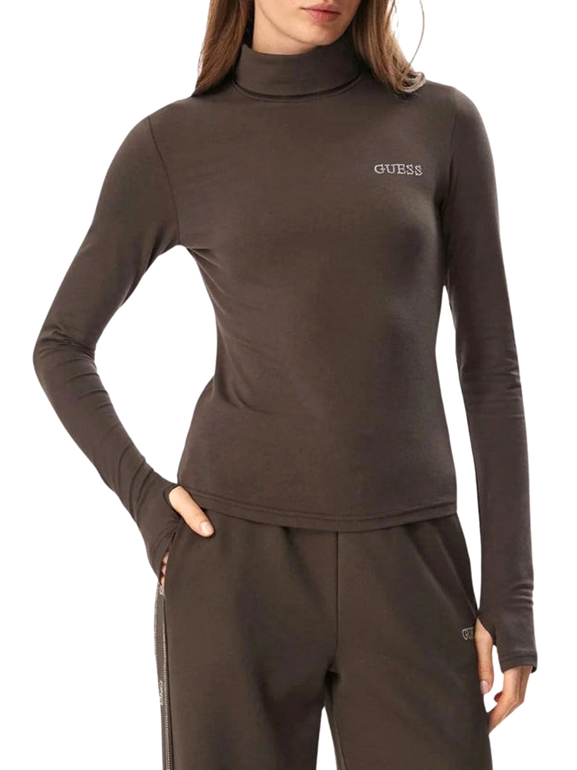 GUESS ATHLEISURE 2 USCITA Maglia Guess Greta - Marrone Scuro Dark Coffee