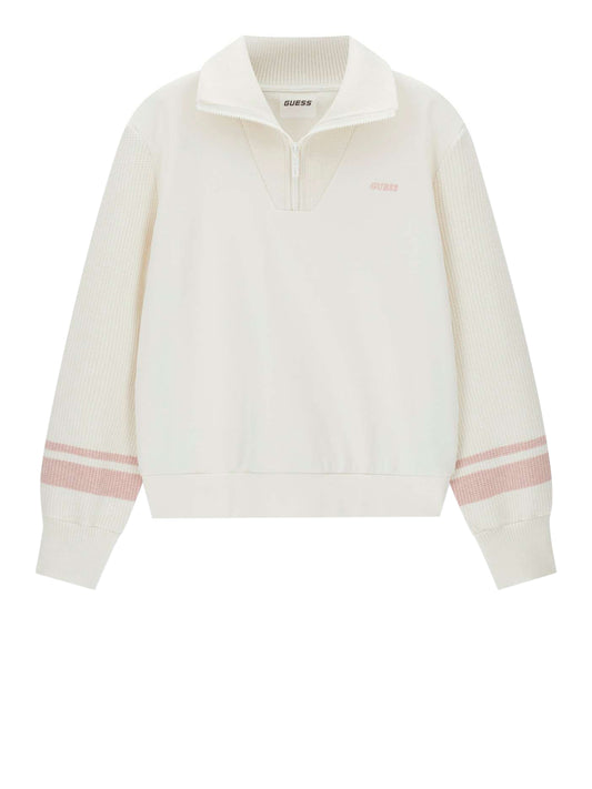 GUESS ATHLEISURE 2 USCITA Felpa Guess Fabrizia Half-Zip - Bianco Cream white