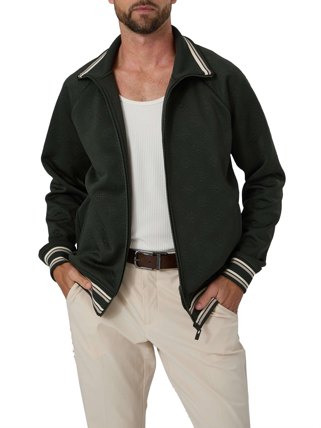 GUESS ATHLEISURE 2 USCITA Guess Felpa Wallace Verde Scuro Hunter Green