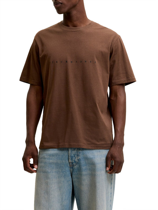 JACK&JONES ESSENTIALS T-Shirt Jack&Jones Logo Frontale Marrone BROWN
