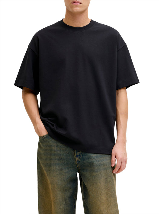 JACK&JONES ESSENTIALS Jack&Jones T-Shirt Tinta Unita Nero BLACK