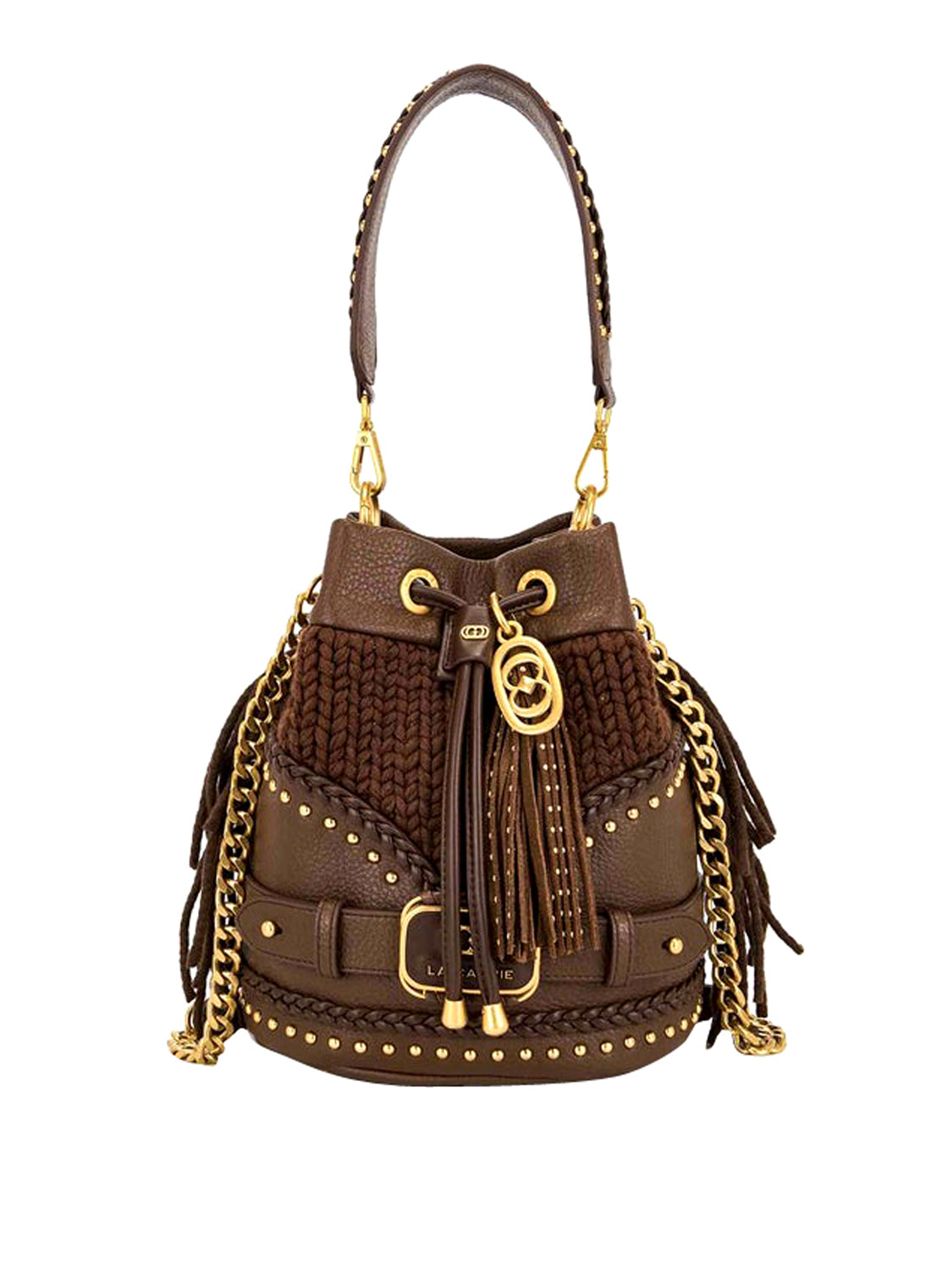 LA CARRIE Borsa Montgomery Bucket Pu Leather+Wool La Carrie - Marrone BLACK