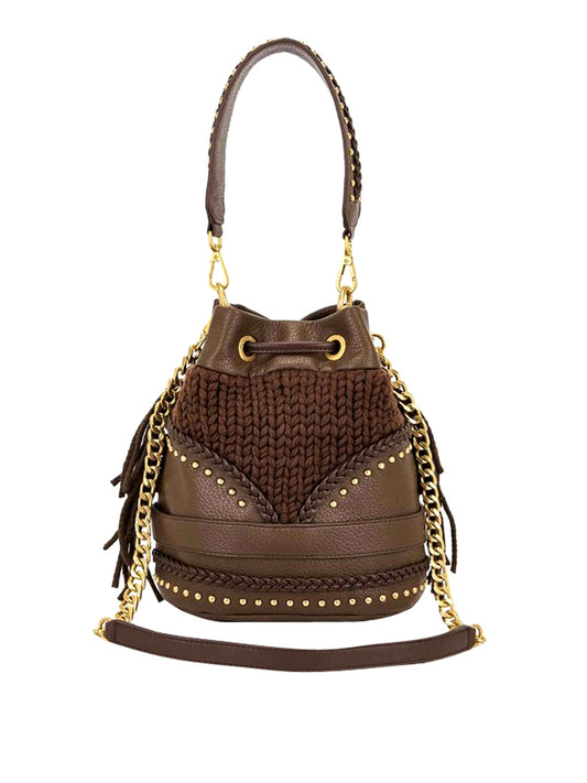 LA CARRIE Borsa Montgomery Bucket Pu Leather+Wool La Carrie - Marrone BLACK
