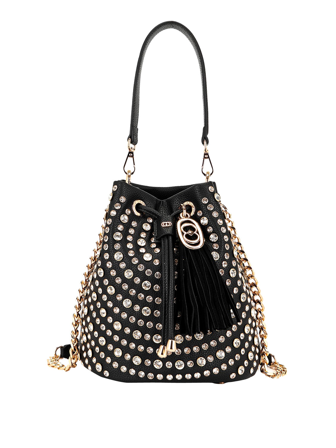 LA CARRIE Borsa Andromeda Bucket Tumbled Pu Leather La Carrie - Ner/Crystal Black/Crystal
