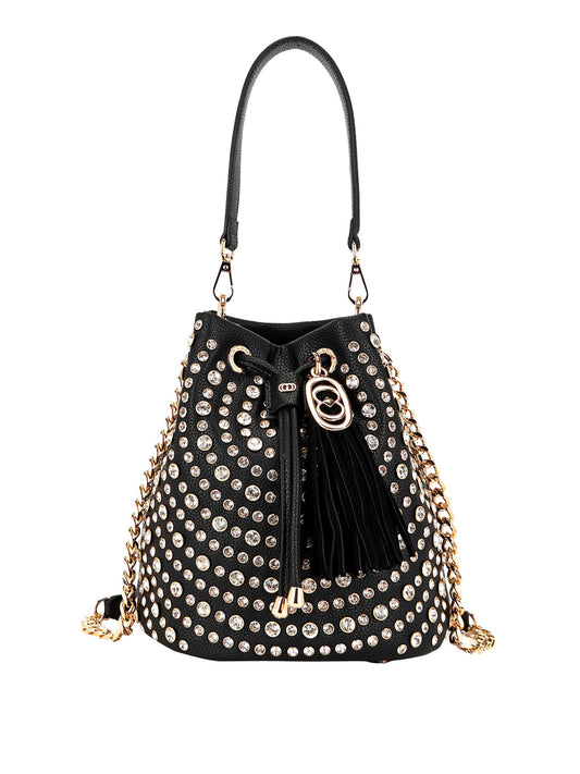 LA CARRIE Borsa Andromeda Bucket Tumbled Pu Leather La Carrie - Ner/Crystal Black/Crystal