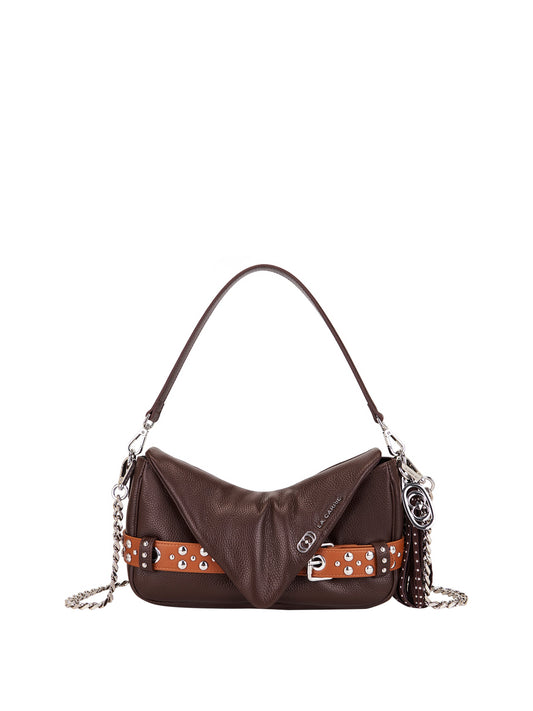 La Carrie Borsa Backdoor Shoulder Bag Tumbled Leather La Carrie - Marrone BROWN