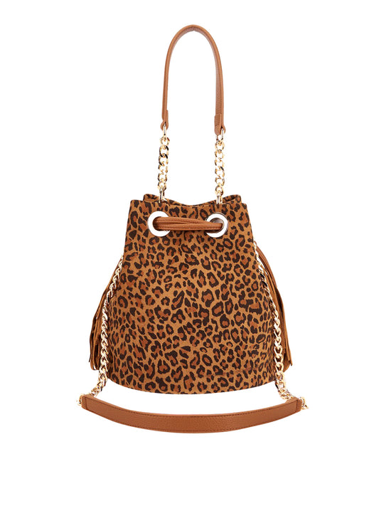 LA CARRIE Borsa Lio Bucket Suede Animalier La Carrie - Marrone BROWN
