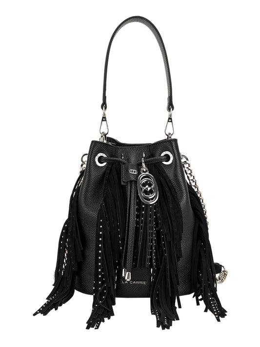 La Carrie Borsa Rock Bucket Tumbled Leather La Carrie - Nero BLACK
