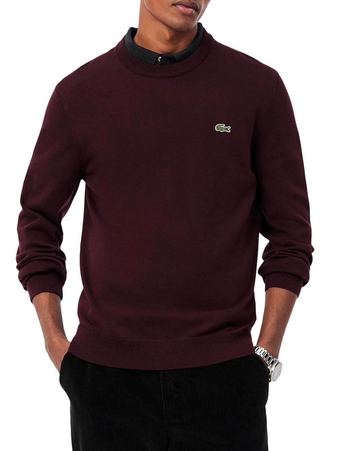 Lacoste Maglione Lacoste Logo Frontale Bordeaux Bordeau
