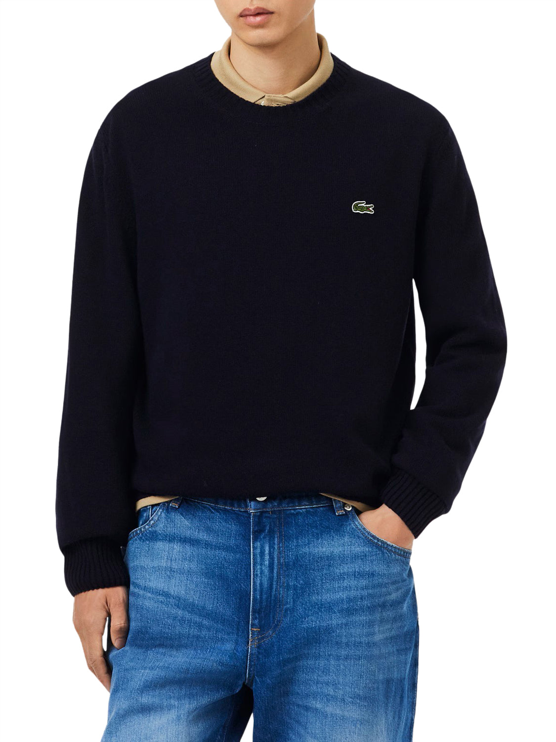 LACOSTE Lacoste Maglione A Girocollo In Lana Cardata - Navy NAVY