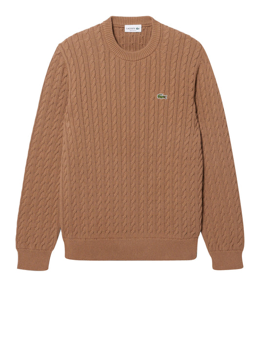 LACOSTE Lacoste Maglione Logo Iconico Frontale Marrone Chiaro Marrone chiaro