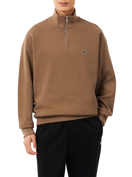 LACOSTE Lacoste Felpa Interlock A Collo Alto Con Zip - Marrone Marrone