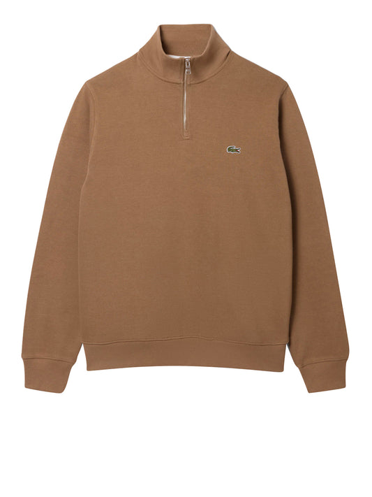 LACOSTE Lacoste Felpa Interlock A Collo Alto Con Zip - Marrone Marrone