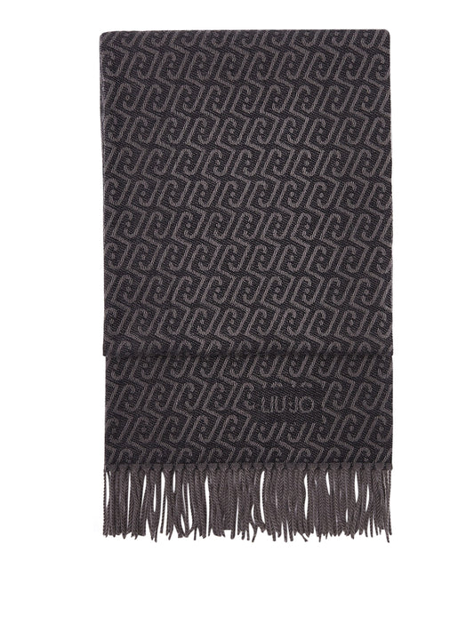 LIU JO SOFT1 Sciarpa Con Logo Monogram Liu Jo - Antracite NERO/ANTRACITE