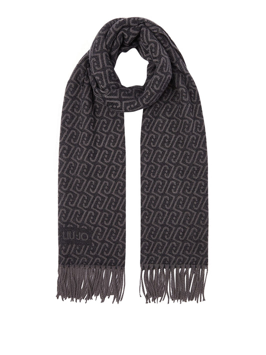 LIU JO SOFT1 Sciarpa Con Logo Monogram Liu Jo - Antracite NERO/ANTRACITE