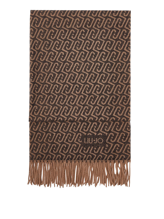 LIU JO SOFT1 Sciarpa Con Logo Monogram Liu Jo - Nero BLACK