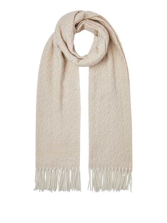 LIU JO SOFT1 Sciarpa Con Logo Monogram Liu Jo - Bianco FROZEN