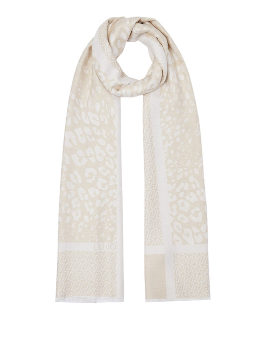 LIU JO SOFT1 Sciarpa Jacquard Con Stampa Animalier - Burro BURRO