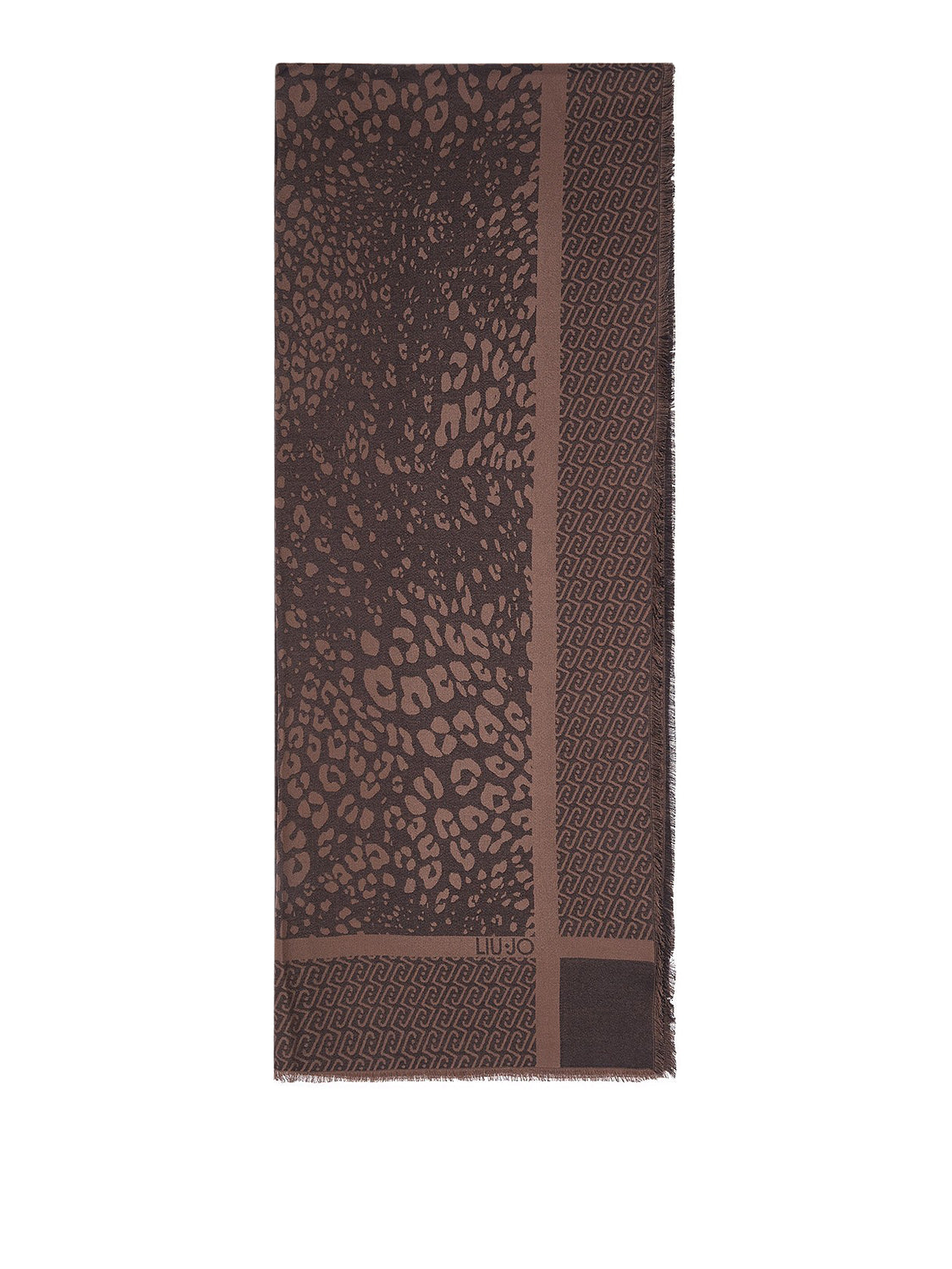 LIU JO SOFT1 Sciarpa Jacquard Con Stampa Animalier - Nero BLACK