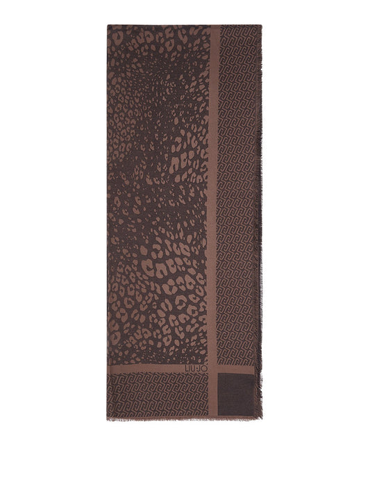 LIU JO SOFT1 Sciarpa Jacquard Con Stampa Animalier - Nero BLACK