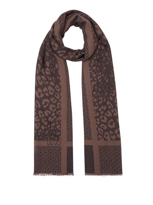 LIU JO SOFT1 Sciarpa Jacquard Con Stampa Animalier - Nero BLACK