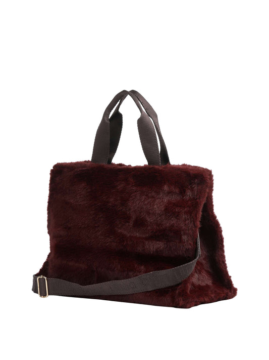 LIU JO SOFT1 Borsa Tote Grande In Teddy Liu Jo - Rosso Scuro Red Aubergine