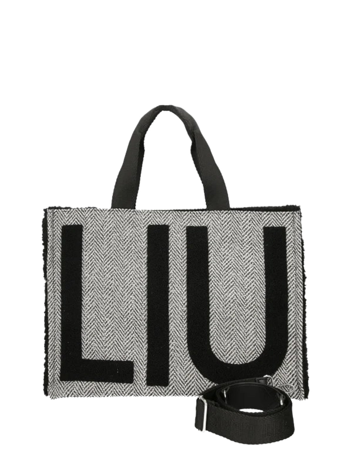 LIU JO SOFT1 Borsa Tote Grande In Tessuto Check Liu Jo - Nero BLACK