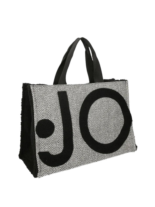 LIU JO SOFT1 Borsa Tote Grande In Tessuto Check Liu Jo - Nero BLACK