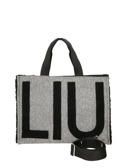 LIU JO SOFT1 Borsa Tote Grande In Tessuto Check Liu Jo - Nero BLACK