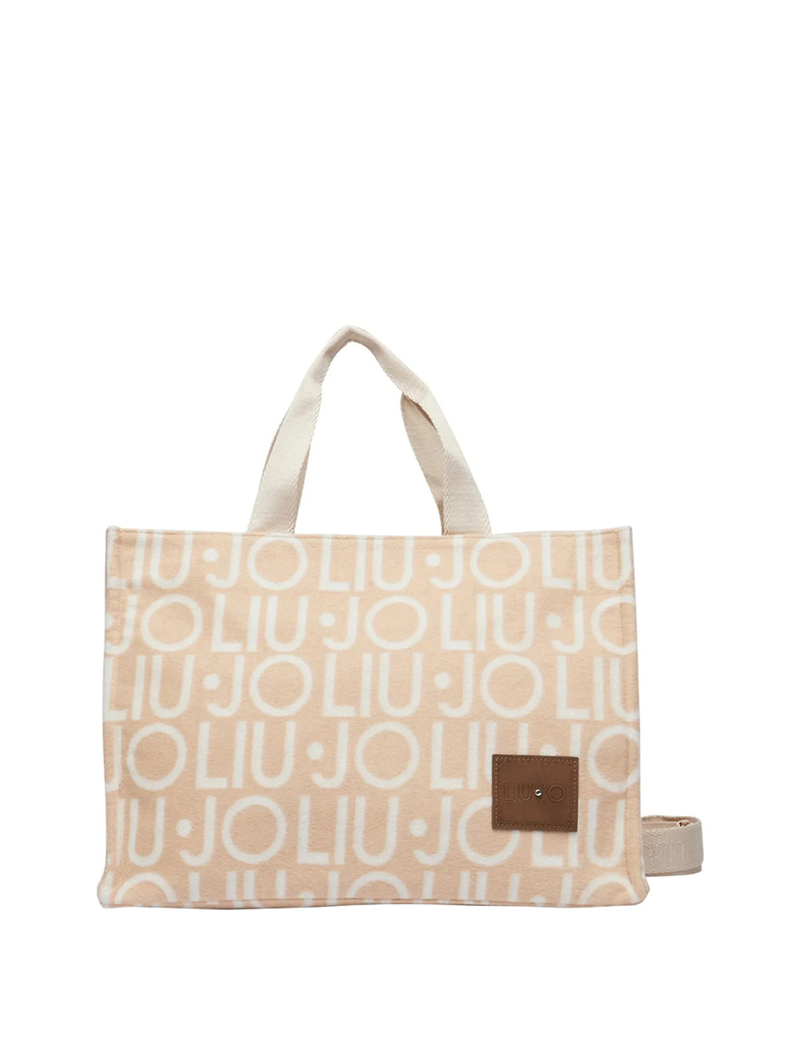 LIU JO SOFT1 Borsa Tote Grande In Tessuto Check Liu Jo - Beige Naturale