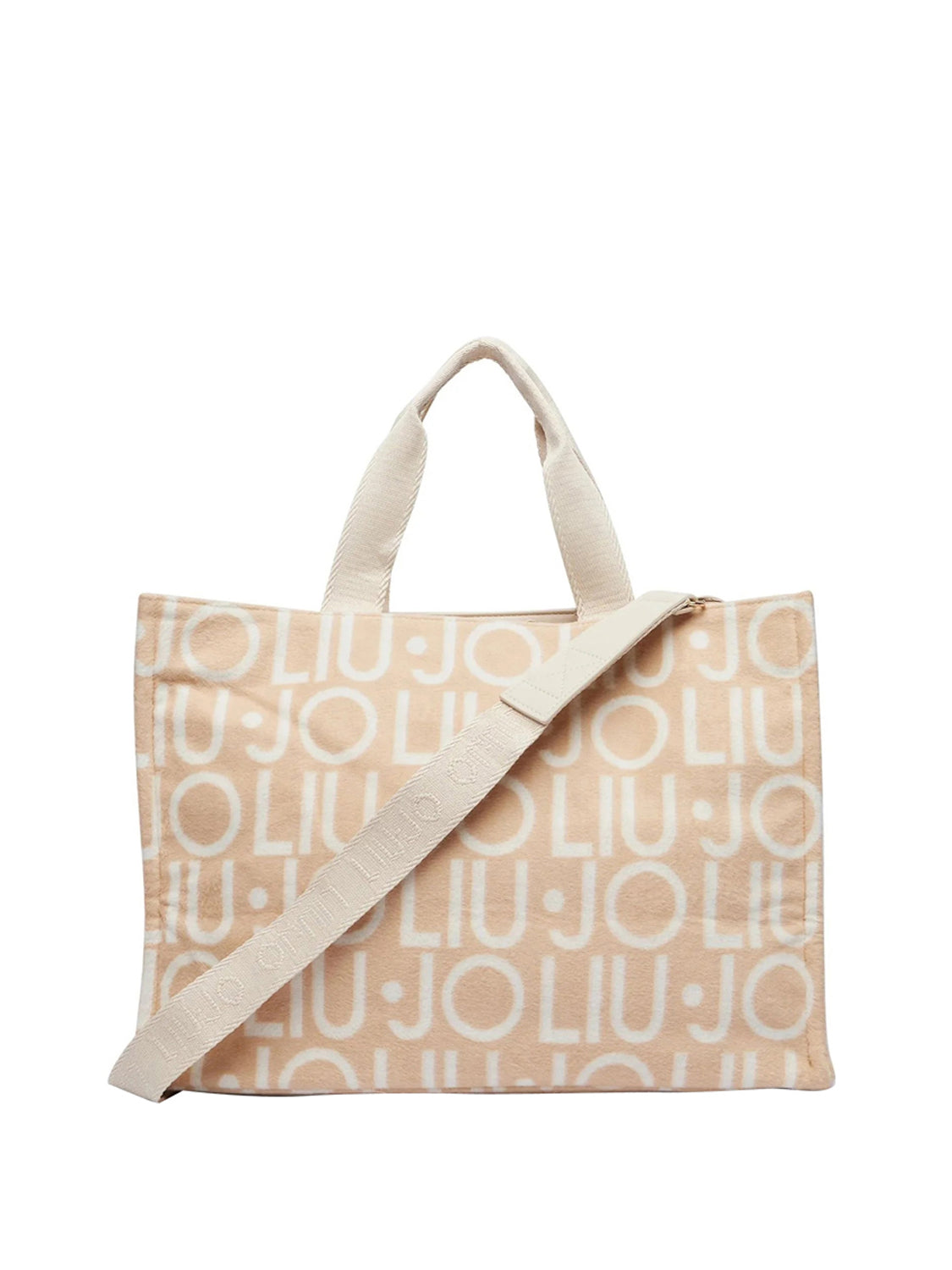 LIU JO SOFT1 Borsa Tote Grande In Tessuto Check Liu Jo - Beige Naturale