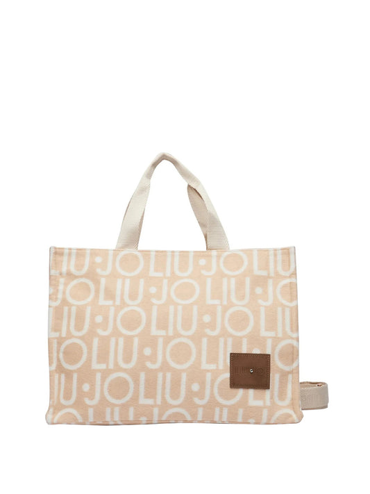 LIU JO SOFT1 Borsa Tote Grande In Tessuto Check Liu Jo - Beige Naturale