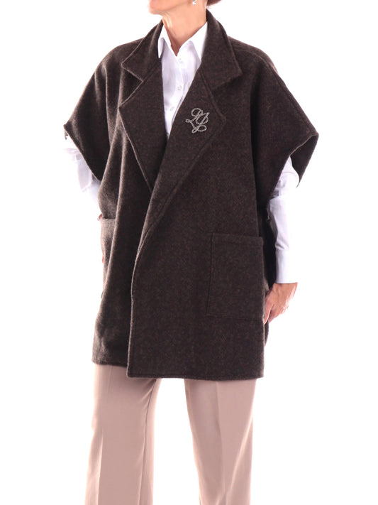 LIU JO SOFT1 Poncho Gilet Liu Jo - Marrone Chevron Nero/T.Moro