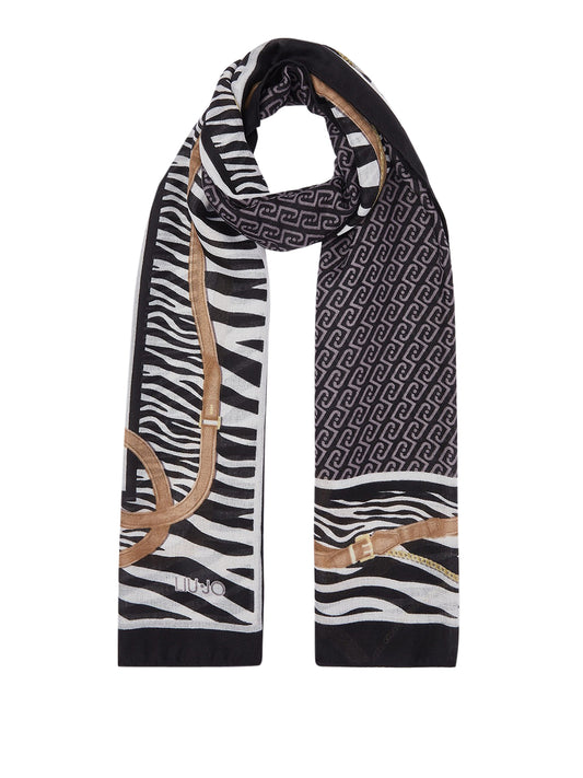 LIU JO SOFT1 Sciarpa Animalier Con Cinturini Liu Jo - Nero BLACK