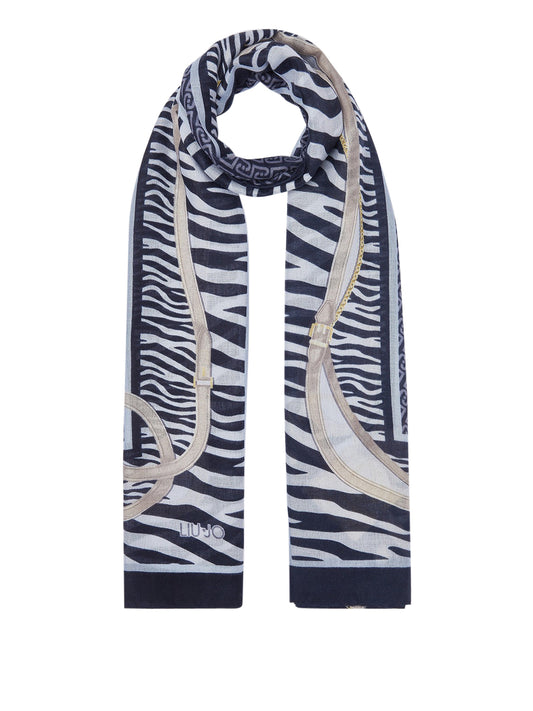 LIU JO SOFT1 Sciarpa Animalier Con Cinturini Liu Jo - Blu MIDNIGHT